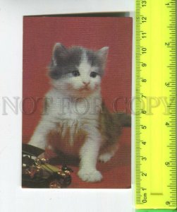 474535 USSR 1990 year kitten with a toy car Original old Pocket CALENDAR