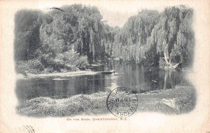 ON THE AVON CHRISTCHURCH NEW ZEALAND TO NEW YORK POSTCARD EXCHANGE 1903