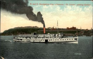 Quebec City Quebec PQ R and O Navigation Steamer St Irenee Ship c1910 Postcard
