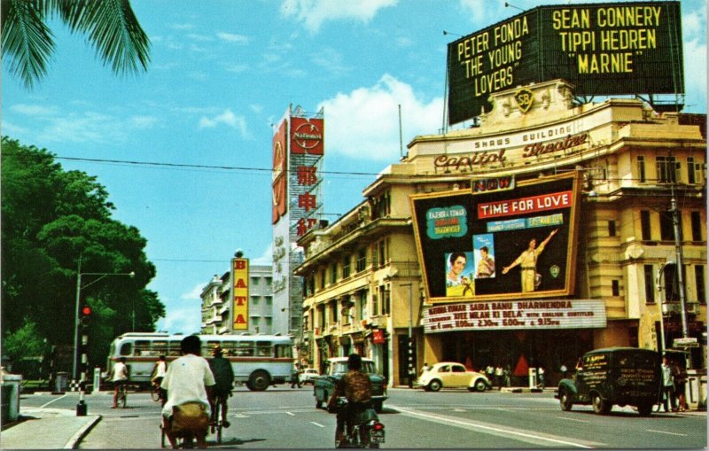 postcard Singapore North Bridge Road Theatre Marnie Sean Connery Hedren Fonda