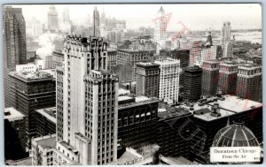 c1930s Chicago, IL Downtown RPPC From Air Aerial Birds Eye Morrison Hotel A164