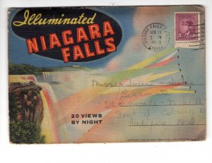 Souvenir Folder 20 Views Illuminated Niagara Falls Ontario, Used 1948