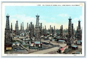 c1920 Oil Fields Signal Hill Tower Exterior Road Long Beach California Psotcard