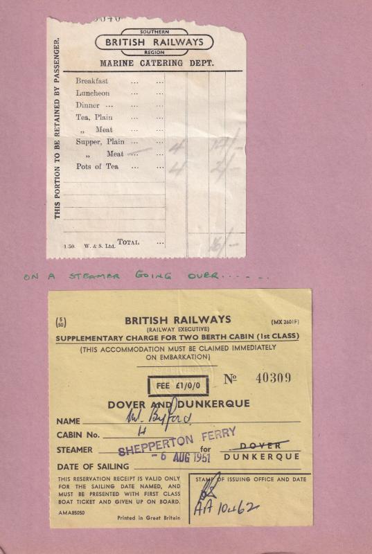 Dunkirk Dover British Rail Shepperton Ferry Ship 5x Old Receipt s