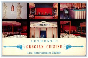 1960 Authentic Grecian Cuisine Live Entertainment Nightly Athenian Utah Postcard