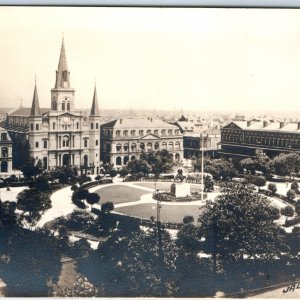 c1930s Jackson Square, New Orleans, LA RPPC French Quarter Birds Eye Church A106