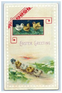 Circa 1910 Easter Chicks Walking Vintage Postcard P108E