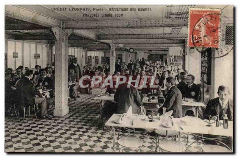 Old Postcard Bank Credit Lyonnais Paris Refectoire men