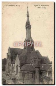 Old Postcard Verneuil sur Avre Church of Our Lady (15th)