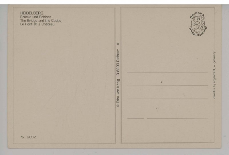 Germany - Heidelberg. The Bridge & the Castle  (continental size)