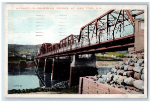 1928 Annapolis-Granville Bridge at Ebb Tide Nova Scotia Canada Postcard