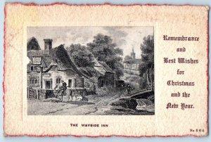 England Postcard Best Wishes for Christmas and New Year Wayside Inn c1920's