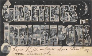 Greetings from Indianapolis Large Letter 1906 postcard