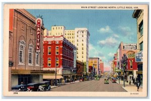 Little Rock Arkansas Postcard Main Street Looking North Buildings c1940 Vintage