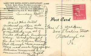 1950s Arkansas Little Rock Lake View Hotel Cts auto Democrat Postcard 22-11566