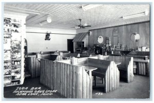 c1940's Richmond Drug Store Interior Soda Bar Bear Lake MI RPPC Photo Postcard 