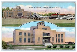 Memphis Tennessee TN Postcard Scene At Municipal Airport Administration Building