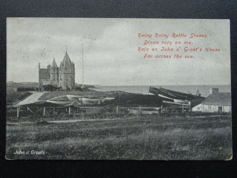 Scotland JOHN O' GROATS Rainy Rainy Rattle Stanes - Old Postcard by Davidson's