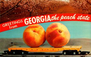 Georgia Greetings From The Peach Tree State With Big Peaches and Peach Orchar...