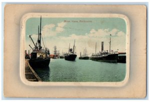 1911 Steamboat in Landing River Yarra Melbourne Australia Antique Postcard