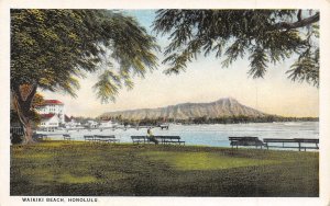 Waikiki Beach Honolulu Hawaii 1920s postcard