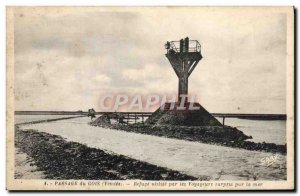 Postcard Old Passage Du Gois Refuge used by travelers surprised by the sea