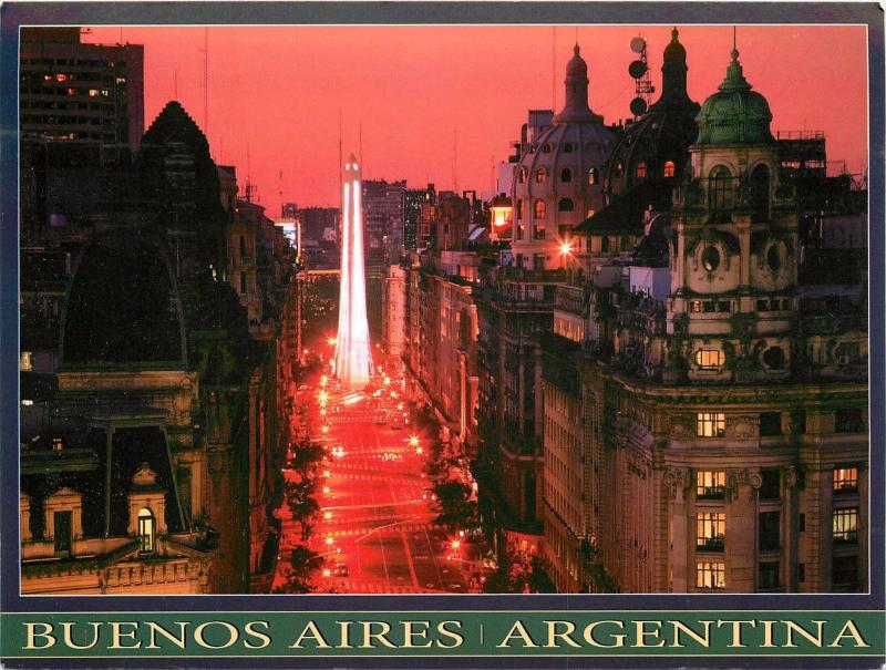 Roque Saenz Pena Ave. Obelisk Buenos Aires Argentina AR Postcard