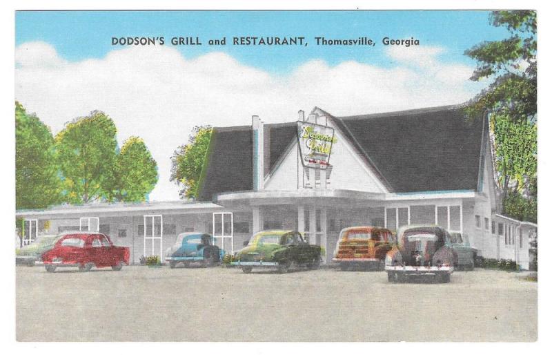 Thomasville Georgia Dodson's Grill &Restaurant Vntg Postcard