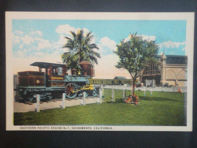 Mint Vintage Southern Pacific Engine Sacramento CA Printed Picture Postcard