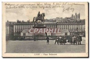 Postcard Old Lyon Bellecour Square Statue of Louis XIV and the Dome of the Ho...