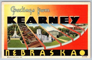 Kearney, Nebraska, 1951 Linen Large Letter Multiview Postcard, US Bonds Cancel