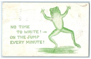 1911 Frog No Time To Write On The Jump Every Minute Topeka KS Antique Postcard