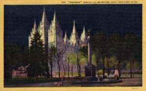 Mormon Temple Illuminated - Salt Lake City, Utah UT  