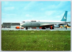 Airplane Postcard Luxair Airlines Boeing 707 at Luxembourg Airport FB4