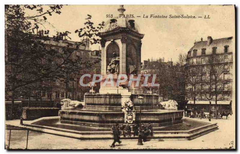 Old Postcard Paris Fountain St. Sulnice