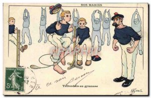 Postcard Old Sailors Illustrator Gervese Trordais Boat War in gym Gymnastics