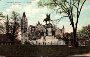 Virginia Richmond Washington Monument and City Hall 1912