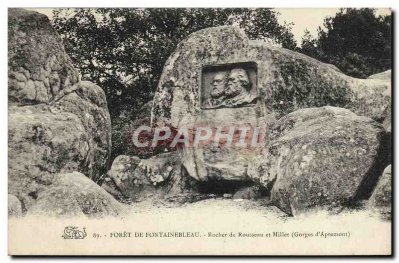 Old Postcard Foret De Fontainebleau Rock and Millet Gorges d & # 39Apremont