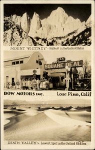 Lone Pine California CA Dow Motors Gas Station c1920s-30s Real Photo Postcard