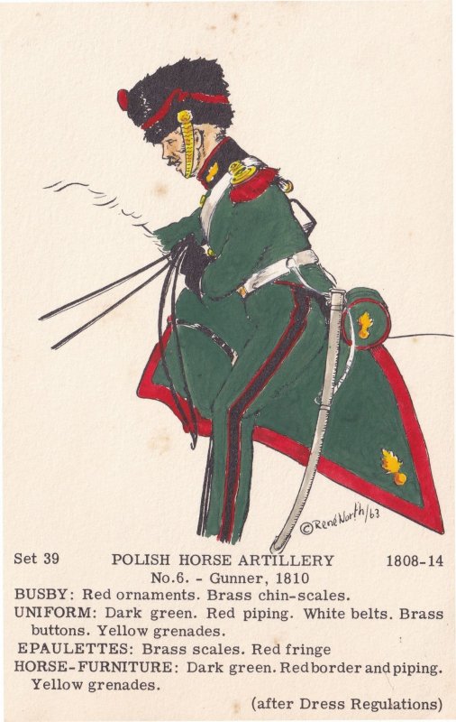 Polish Horse Artillery 1810 Soldier Army Napoleonic War PB Military Postcard