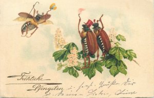 Pentecost humanized beetle bugs greetings c.1930