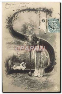 Old Postcard Fantaisie Letters Letter S Children