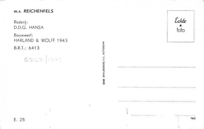 M.S. Reichenfels Real Photo M.S. Reichenfels, Misc Ships View image 