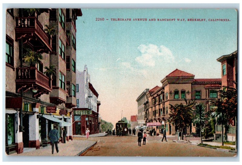 View Of Telegraph Avenue And Bancroft Way Berkeley California CA Postcard 