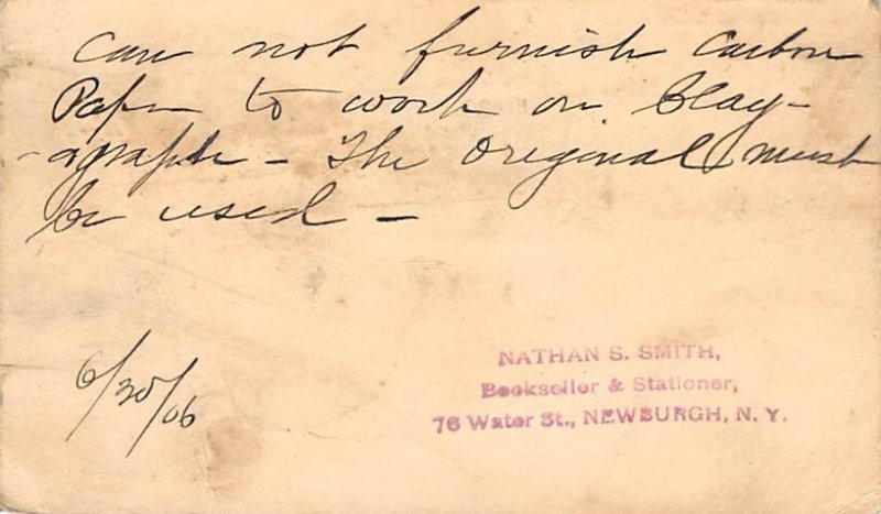 Nathan S Smith, bookseller in stationer Newburgh, New York, USA Postal Cards,...