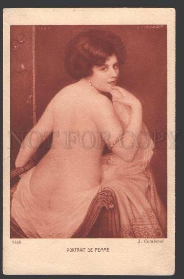 107517 Portrait NUDE Lady BELLE by CORABCEUF Vintage SALON PC