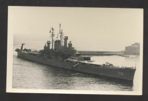 US NAVY MILITARY SHIP USS SALEM VALLETTA MALTA VINTAGE REAL PHOTO POSTCARD