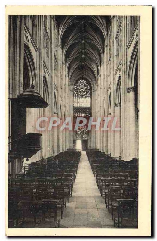 Postcard Old Tours Cathedral Nave Choir view