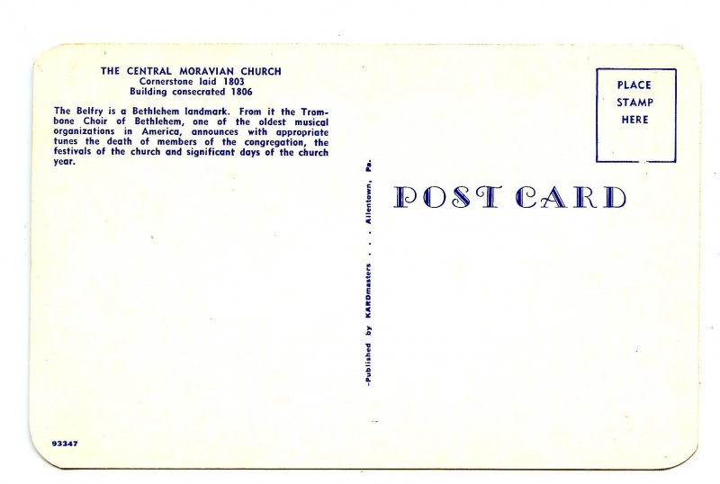 PA - Bethlehem. Central Moravian Church