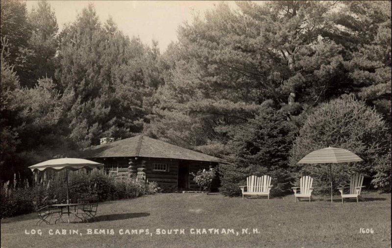 SOUTH CHATHAM NH Bemis Camps Log Cabin REAL PHOTO Old Postcard